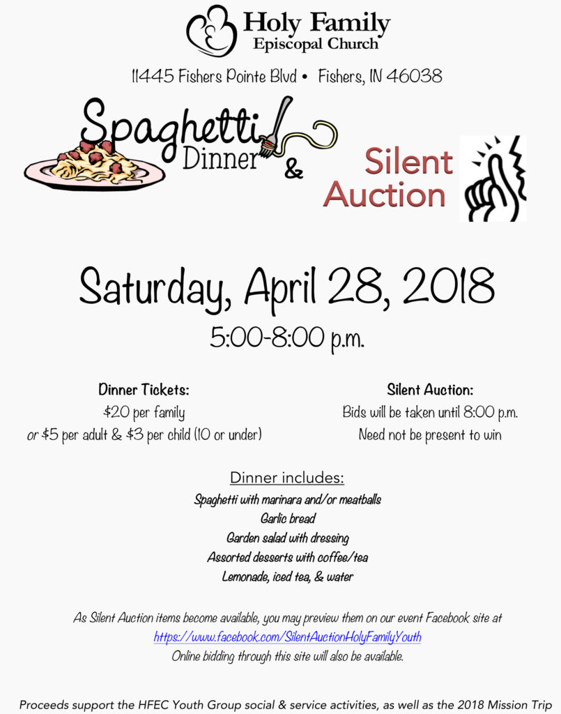 Spaghetti Dinner & Silent Auction - Holy Family Episcopal Church